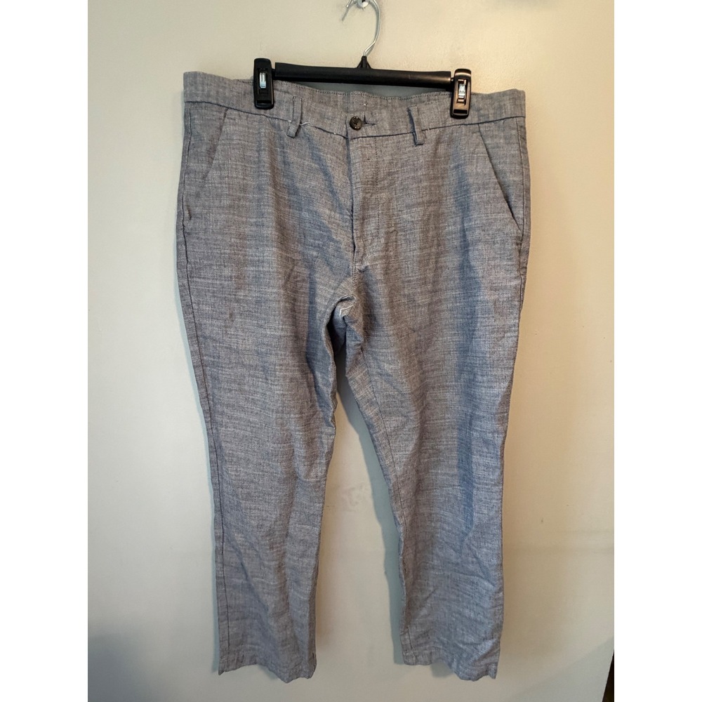 St. Johns Bay Mens Gray 100% Cotton Chino Pants 38x32 Classic Fit Flat Front